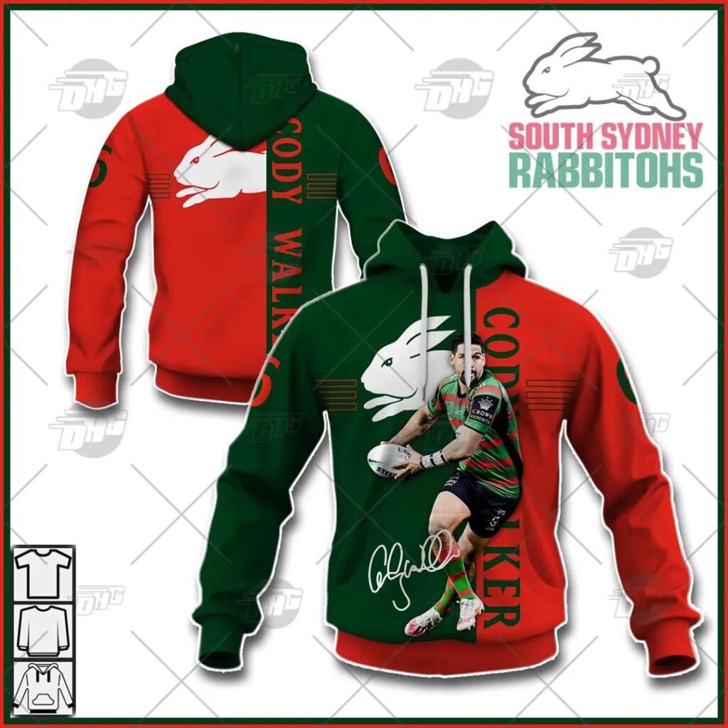 NRL South Sydney Rabbitohs Cody Walker Elite Player Pullover Hoodie Style T17