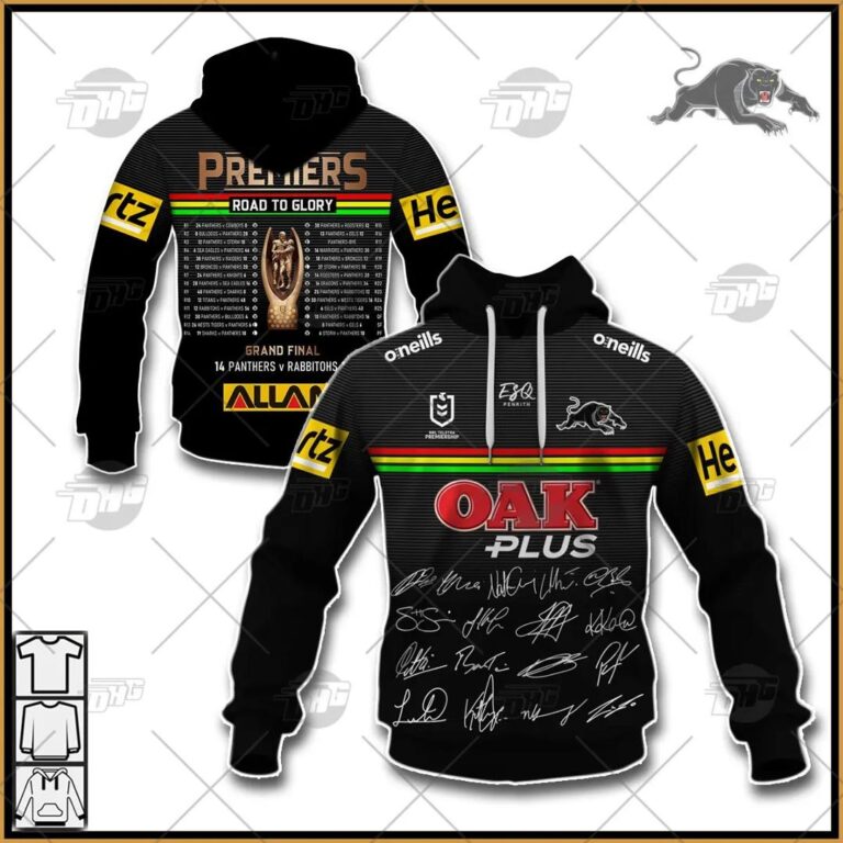 NRL Penrith Panthers Premiers 2021 Team Signatures Pullover Hoodie