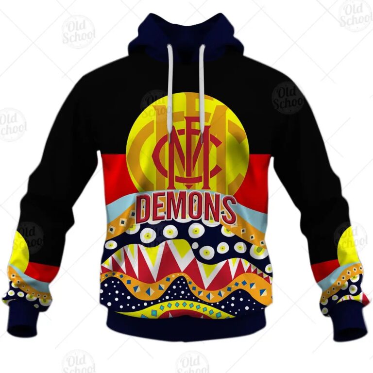 AFL Melbourne Demons Dinky Di Lover Aboriginal Flag x Indigenous Pullover Hoodie