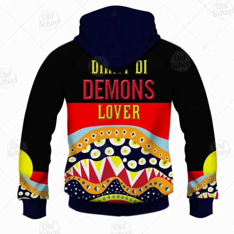 AFL Melbourne Demons Dinky Di Lover Aboriginal Flag x Indigenous Pullover Hoodie