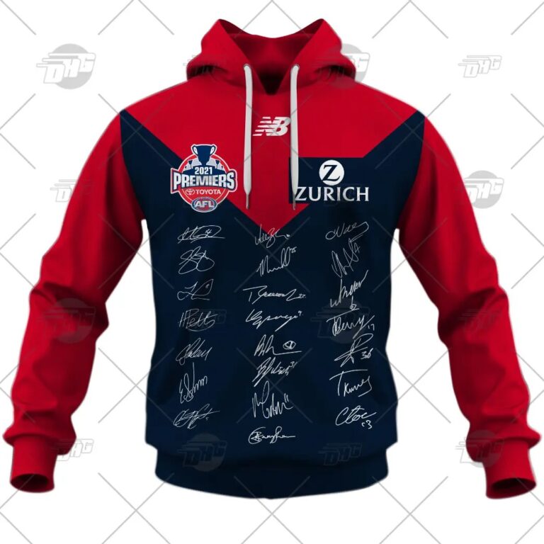 AFL Melbourne Demons 2021 Premiers Guernsey Team Signatures Pullover Hoodie