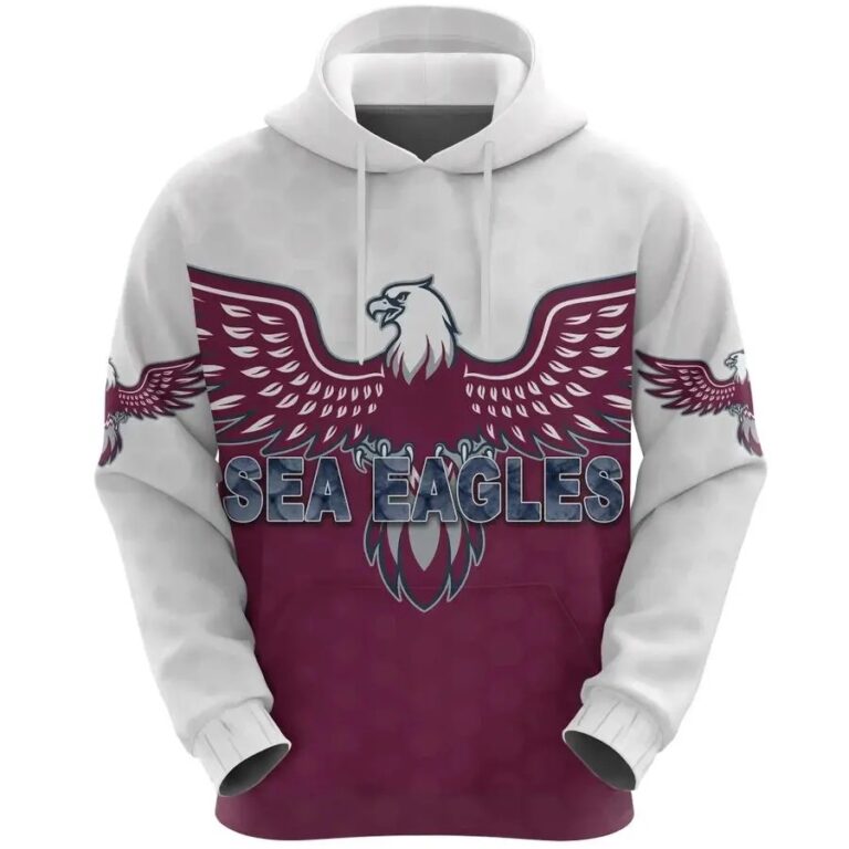 NRL Manly Warringah Sea Eagles White Maroon Pullover Hoodie