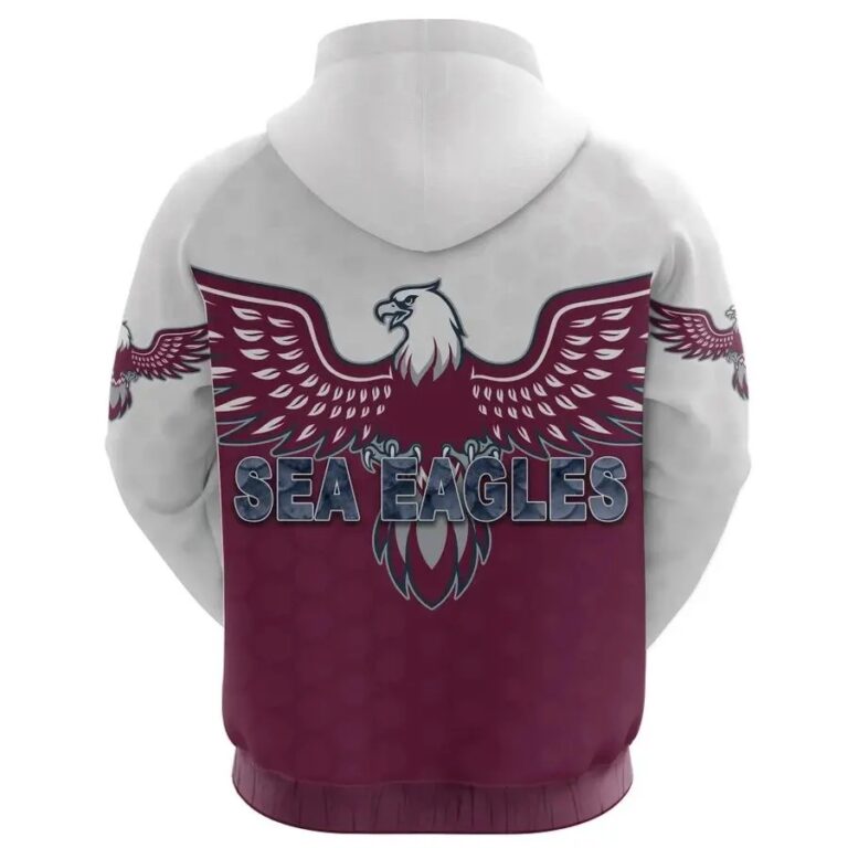 NRL Manly Warringah Sea Eagles White Maroon Pullover Hoodie