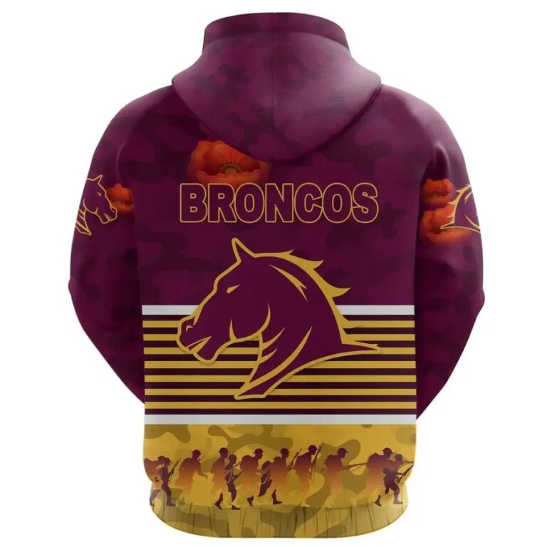 NRL Brisbane Broncos ANZAC Day Maroon Pullover Hoodie