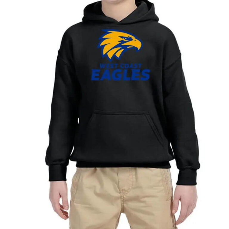 AFL West Coast Eagles Logo Black Kids Pullover Hoodie