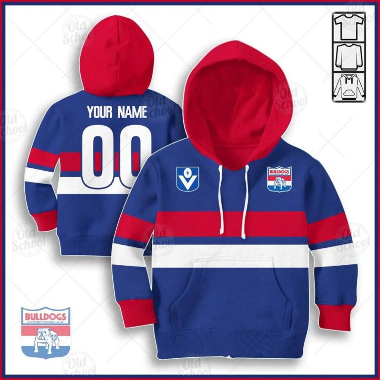AFL Western Bulldogs Vintage Retro Kids Pullover Hoodie