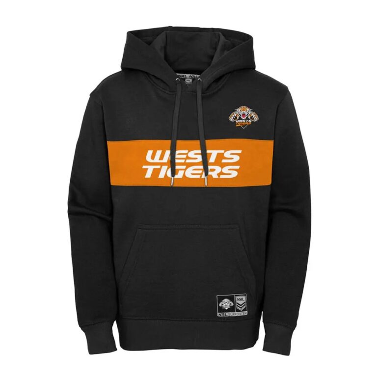 NRL Wests Tigers Black Kids Pullover Hoodie