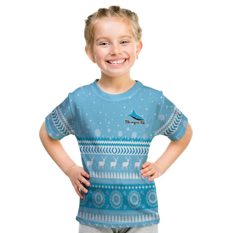 NRL Cronulla-Sutherland Sharks Christmas Style Kids T-Shirt