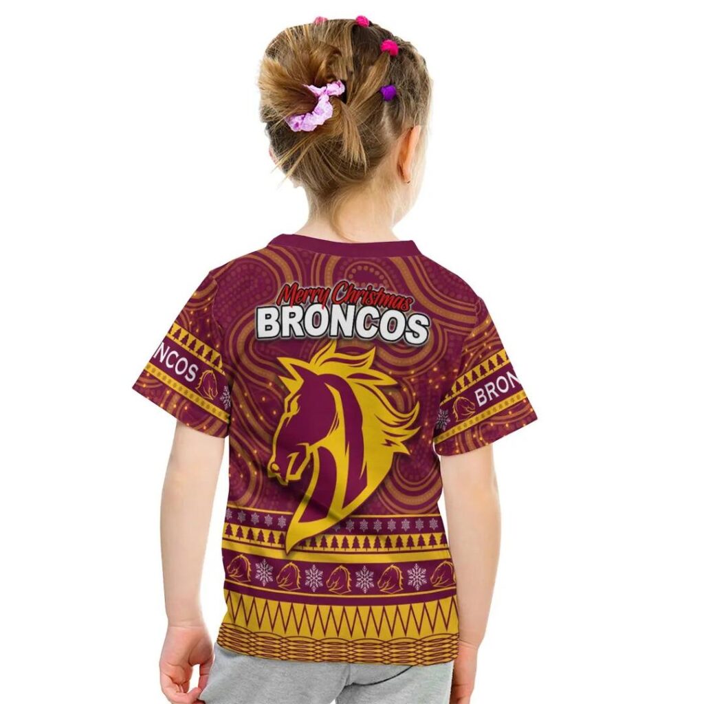 NRL Brisbane Broncos Christmas Indigenous Kids T-Shirt