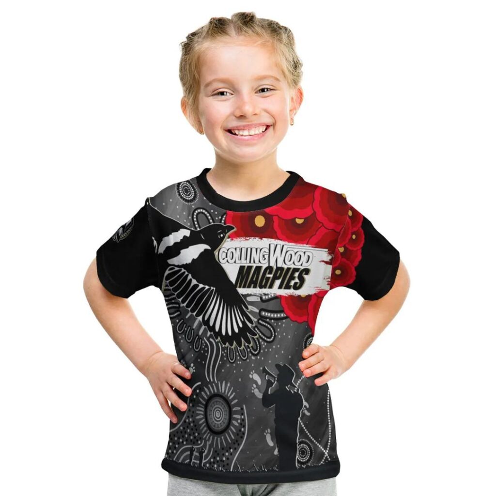 AFL Collingwood Magpies Indigenous Anzac Day Kids T-Shirt