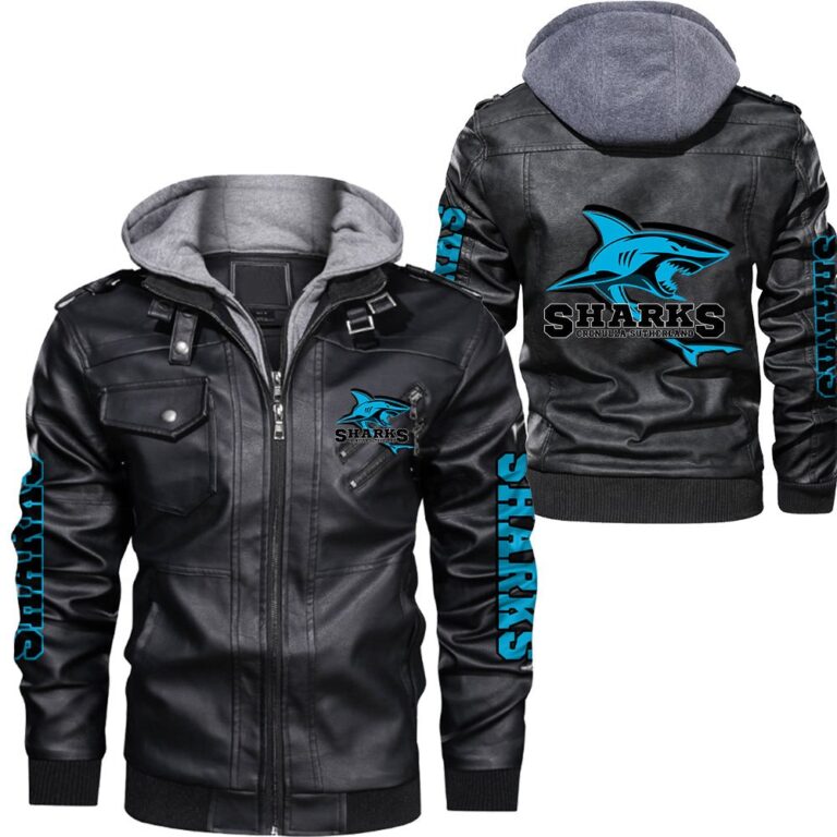 NRL Cronulla-Sutherland Sharks Leather Jacket