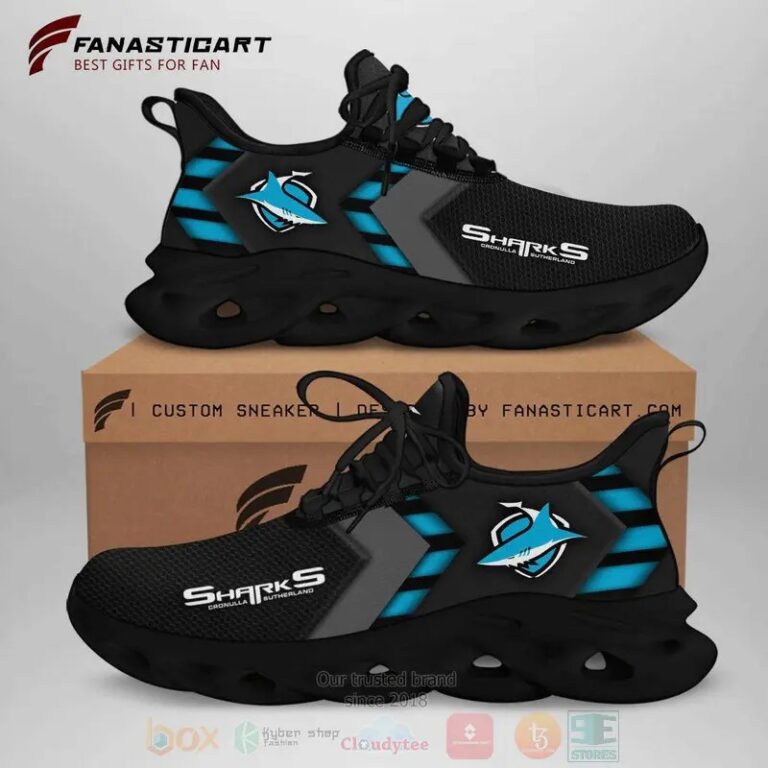 NRL Cronulla-Sutherland Sharks Black Blue Max Soul Shoes