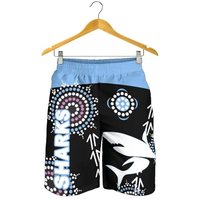 NRL Cronulla Men Shorts Sharks Simple Indigenous - Black K8