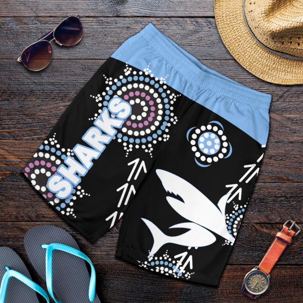 NRL Cronulla Men Shorts Sharks Simple Indigenous - Black K8
