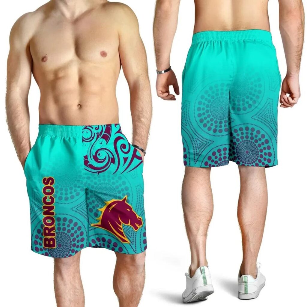 NRL Brisbane Broncos Men Shorts Maori With Aboriginal K8