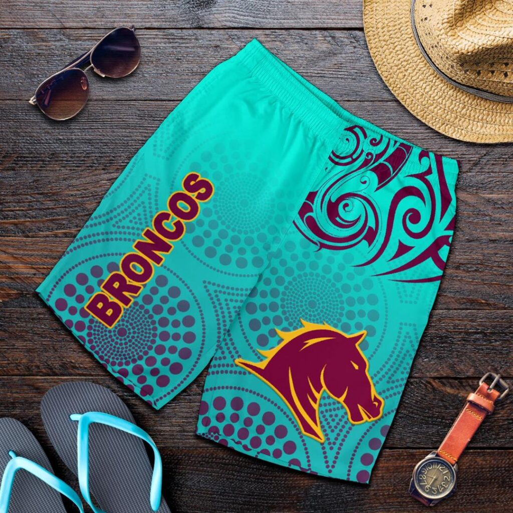 NRL Brisbane Broncos Men Shorts Maori With Aboriginal K8