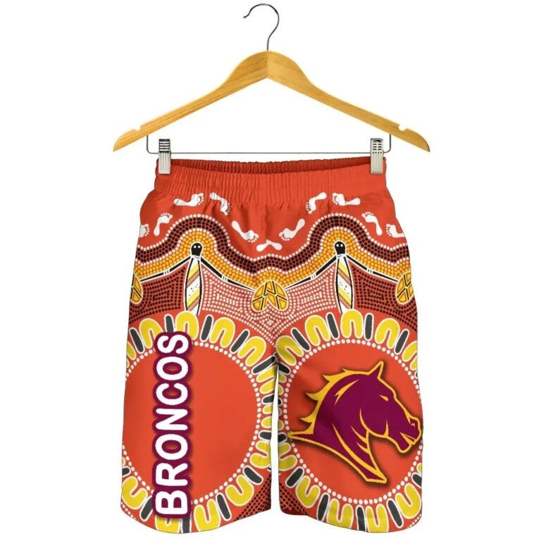 NRL Brisbane Men Shorts Broncos Indigenous Warm Vibes K8