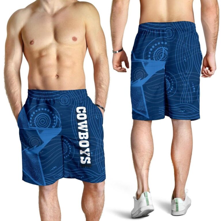 NRL Cowboys All Over Print Men's Shorts Aboriginal Blue Style TH4