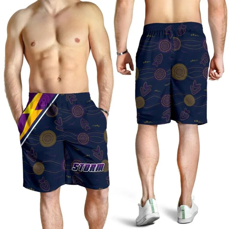 NRL Storm Men Shorts Indigenous Artsy Style K8