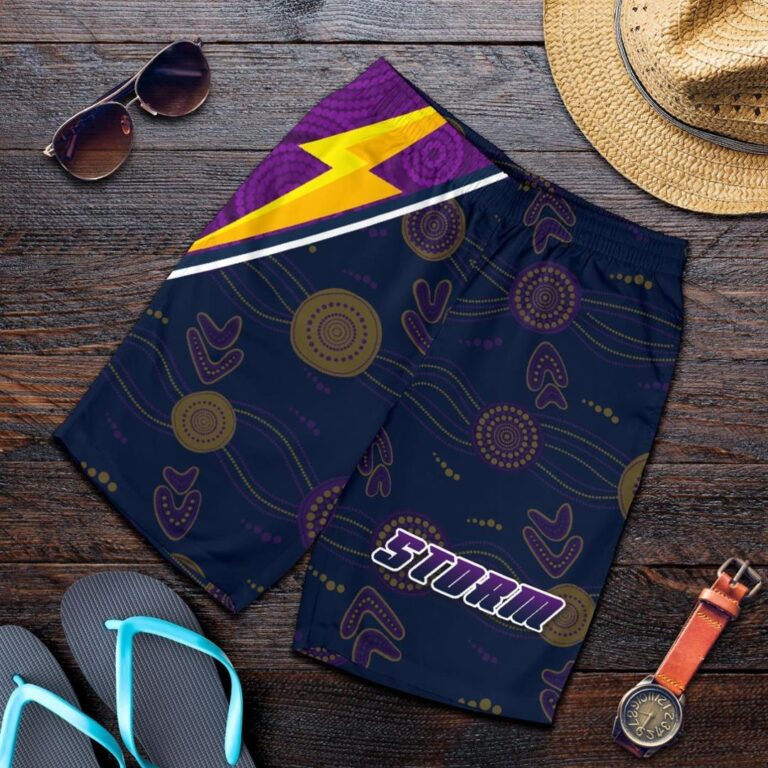 NRL Storm Men Shorts Indigenous Artsy Style K8