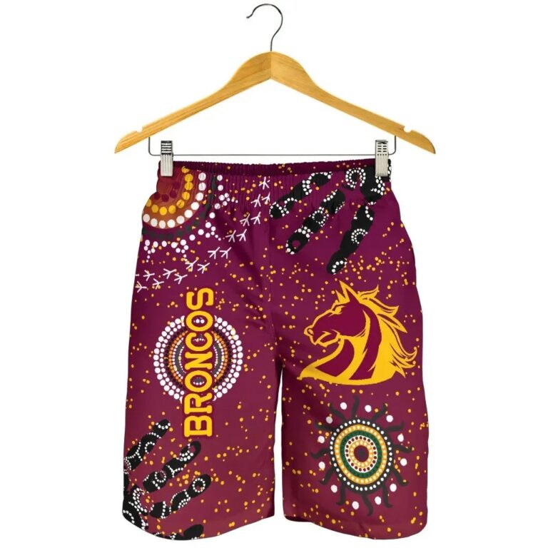 NRL Brisbane Broncos Men Shorts Indigenous Country Style K36