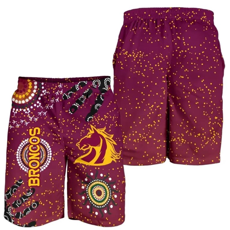 NRL Brisbane Broncos Men Shorts Indigenous Country Style K36