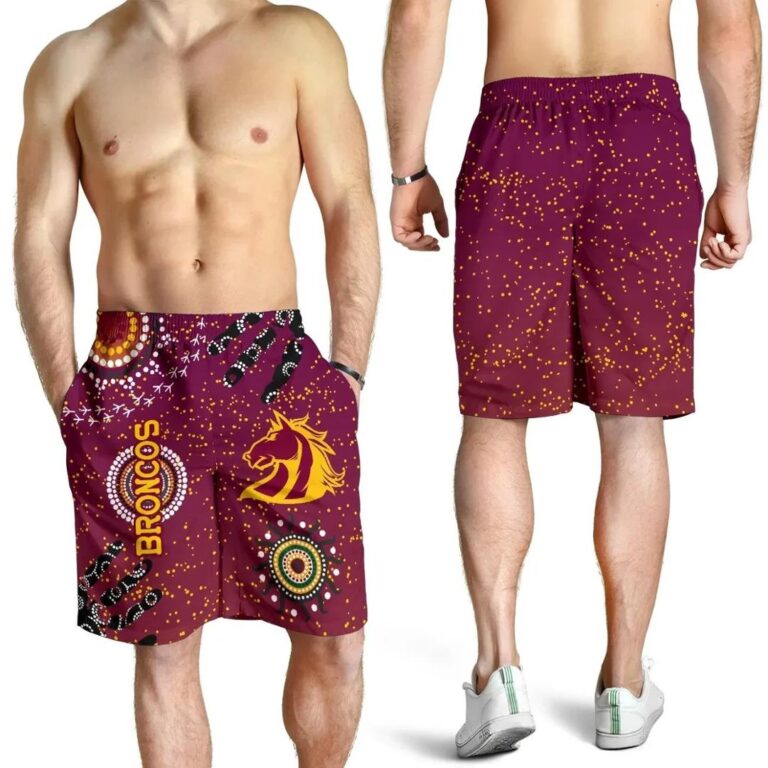 NRL Brisbane Broncos Men Shorts Indigenous Country Style K36
