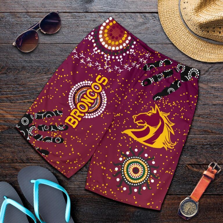 NRL Brisbane Broncos Men Shorts Indigenous Country Style K36