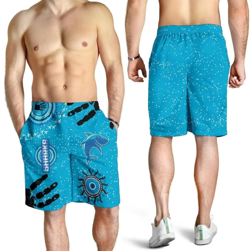 NRL Cronulla Sharks Men Shorts Indigenous Country Style K36