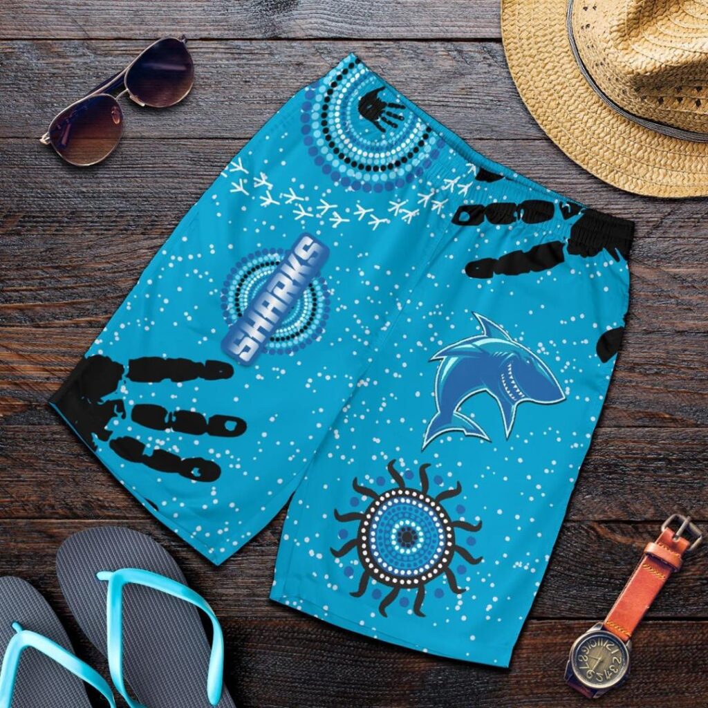 NRL Cronulla Sharks Men Shorts Indigenous Country Style K36