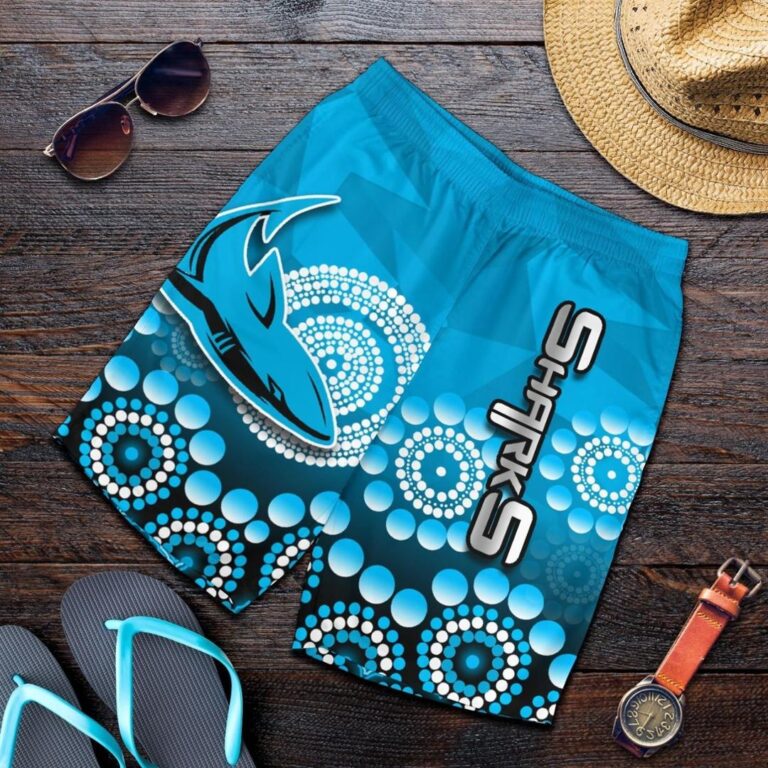 NRL Cronulla-Sutherland Sharks All Over Print Men's Shorts Aboriginal Mix 3D Patterns TH4