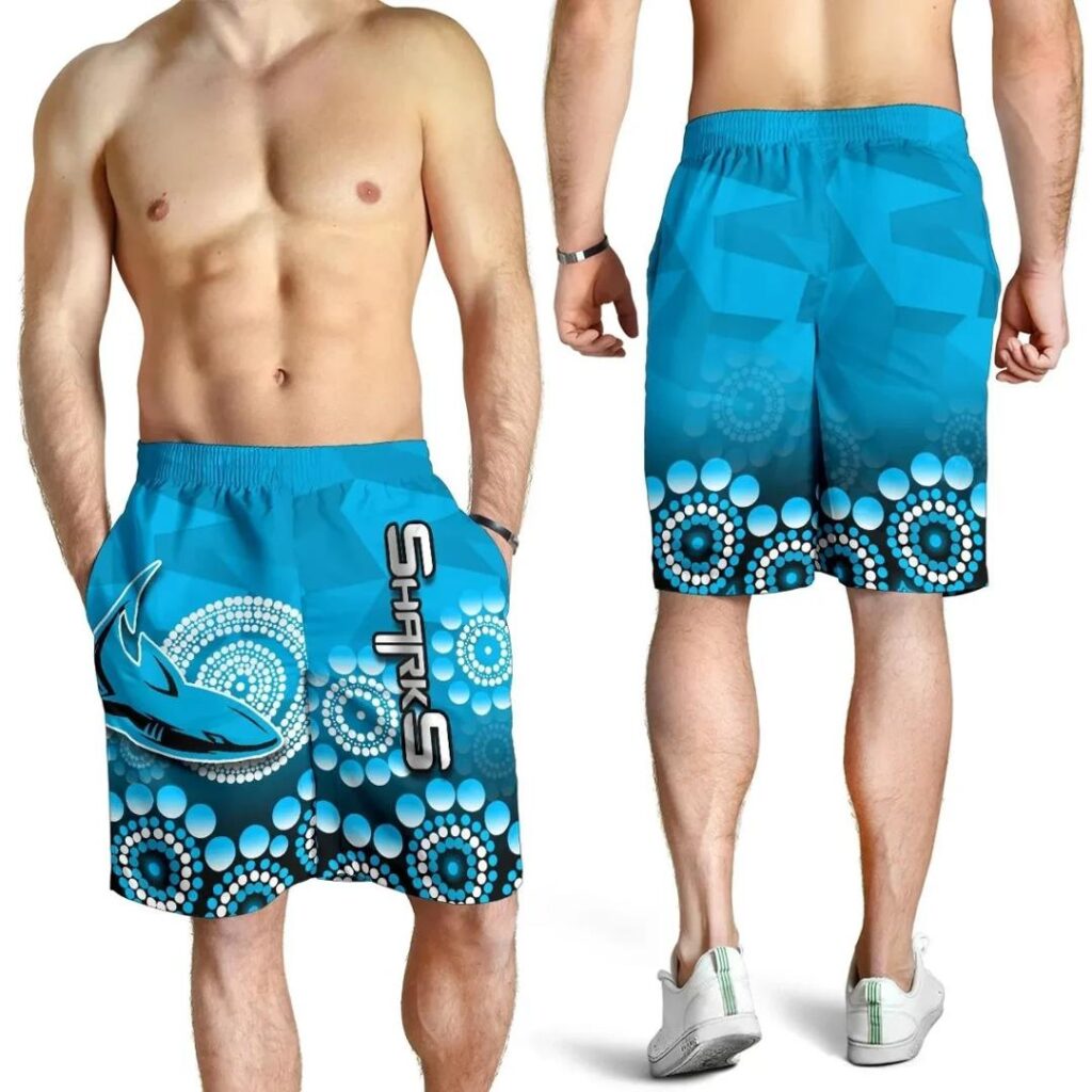 NRL Cronulla-Sutherland Sharks All Over Print Men's Shorts Aboriginal Mix 3D Patterns TH4