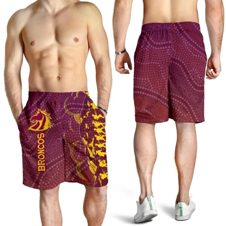 NRL Brisbane Broncos Men Shorts Anzac Day Country Style K36