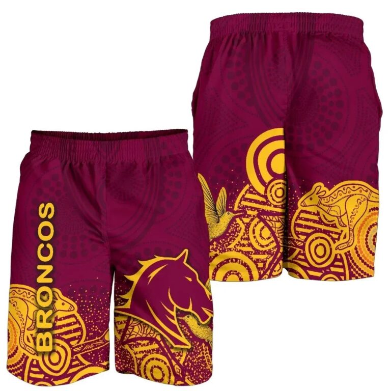 NRL Brisbane Men Shorts Broncos Indigenous K8