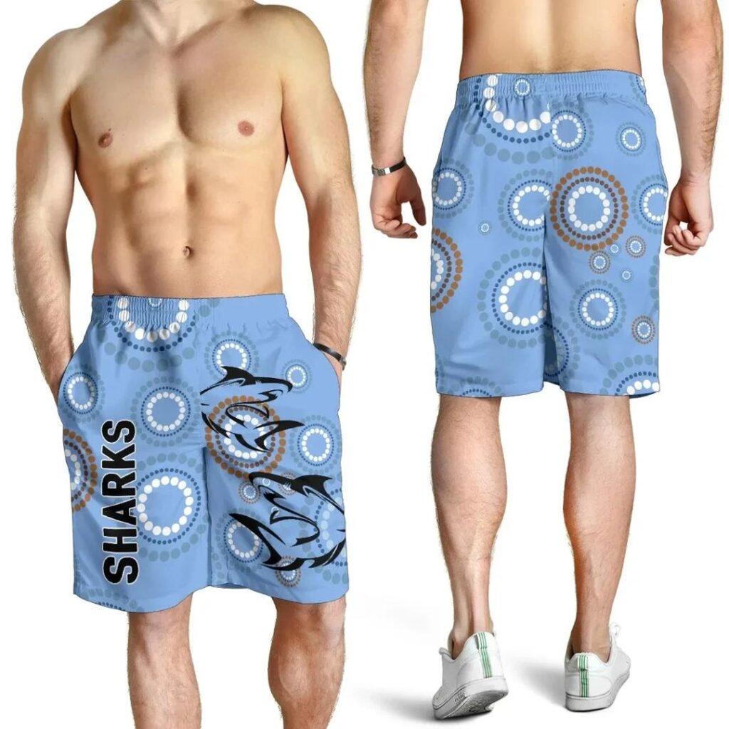 NRL Cronulla Men Shorts Sharks Unique Indigenous K8