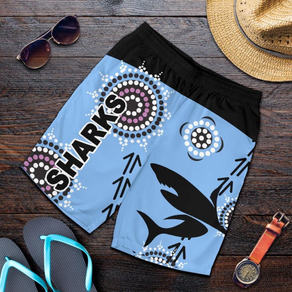 NRL Cronulla Men Shorts Sharks Simple Indigenous - Blue K8