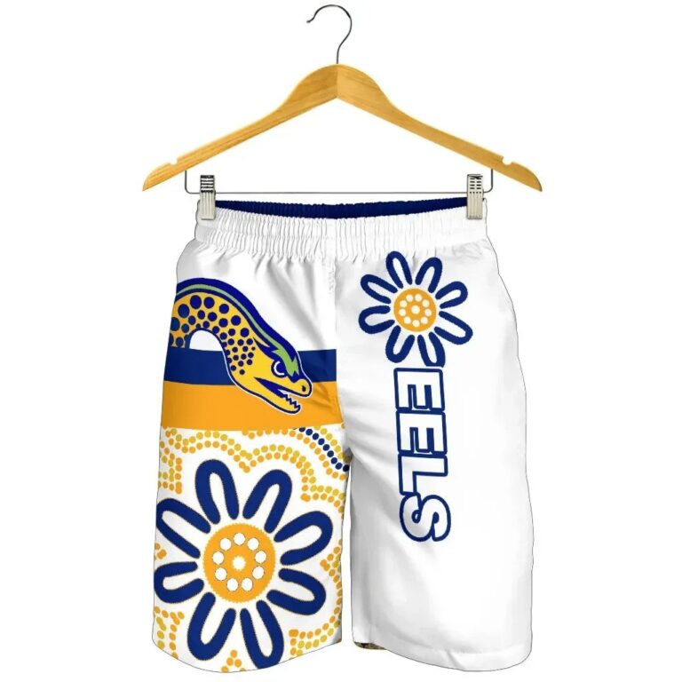 NRL Eels Rugby Men Shorts Indigenous Parramatta Newest White K13