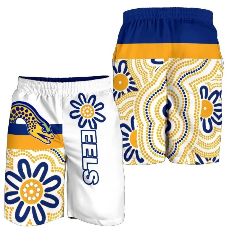 NRL Eels Rugby Men Shorts Indigenous Parramatta Newest White K13