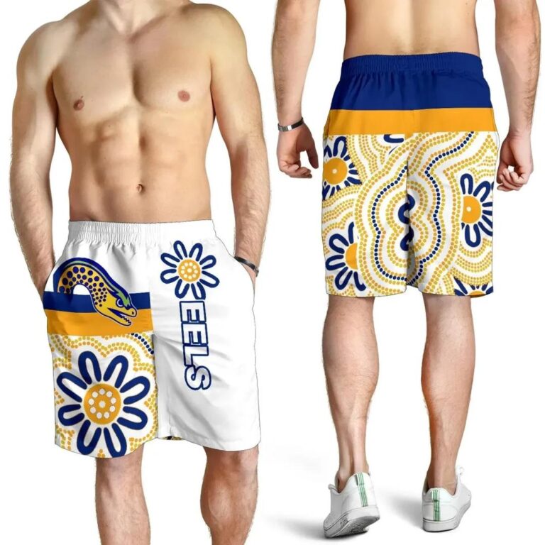 NRL Eels Rugby Men Shorts Indigenous Parramatta Newest White K13