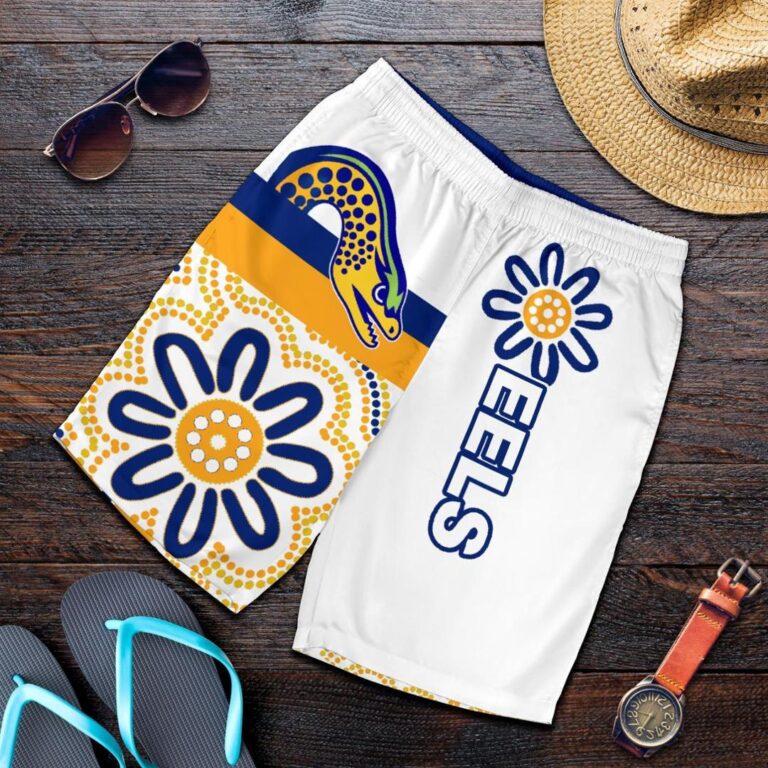 NRL Eels Rugby Men Shorts Indigenous Parramatta Newest White K13