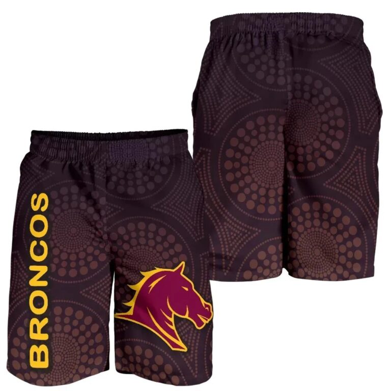 NRL Brisbane Men Shorts Broncos Simple Indigenous K8