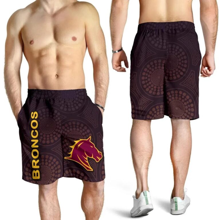 NRL Brisbane Men Shorts Broncos Simple Indigenous K8