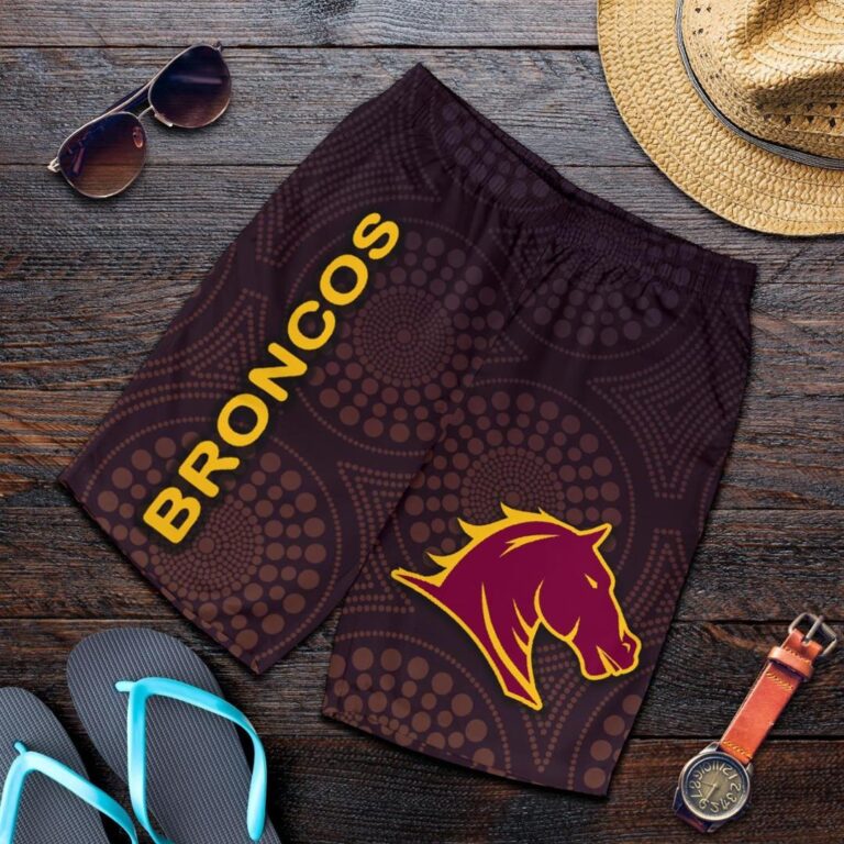 NRL Brisbane Men Shorts Broncos Simple Indigenous K8