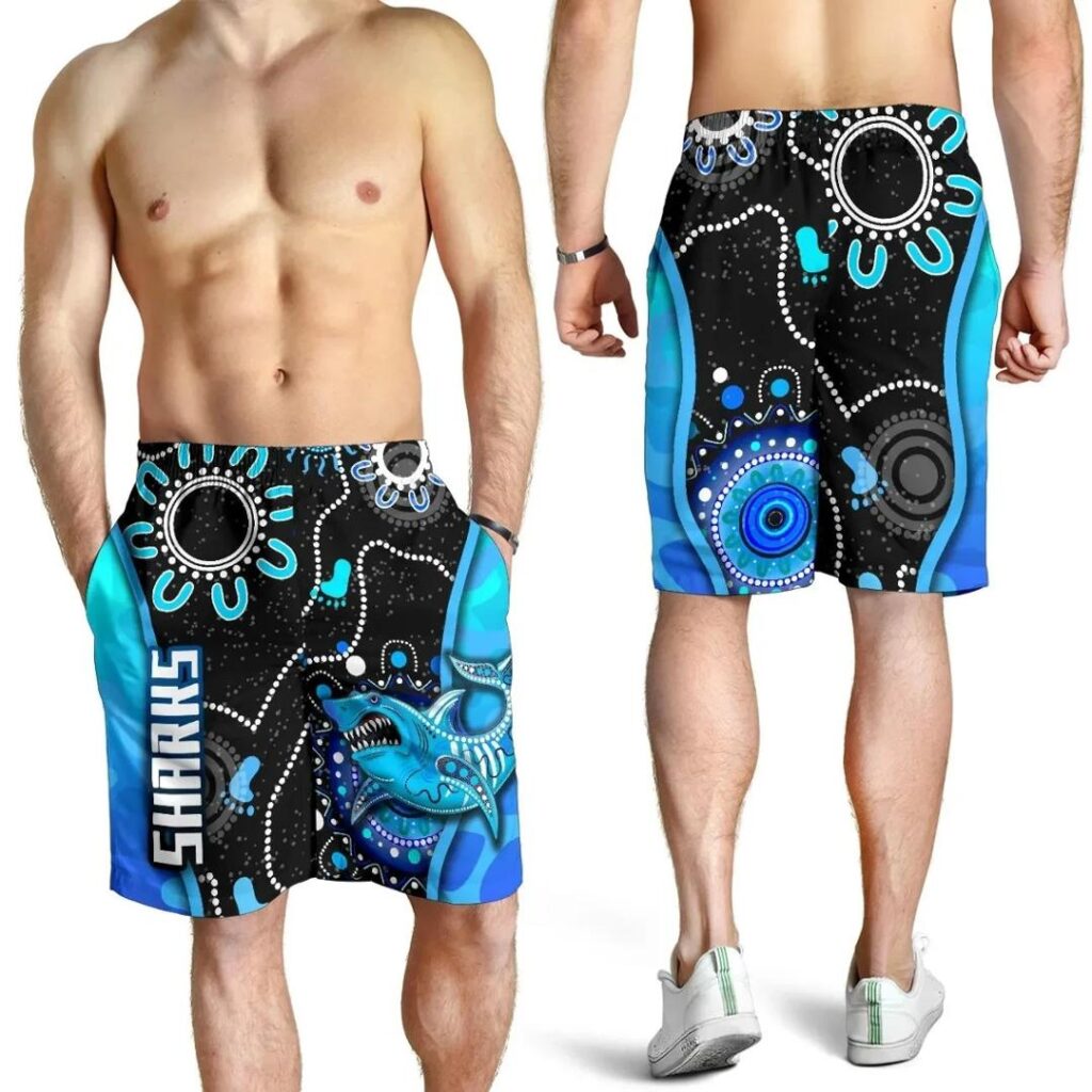 NRL Cronulla-Sutherland Men Shorts Sharks Anzac Day Unique Indigenous K8