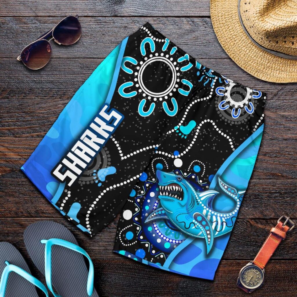 NRL Cronulla-Sutherland Men Shorts Sharks Anzac Day Unique Indigenous K8