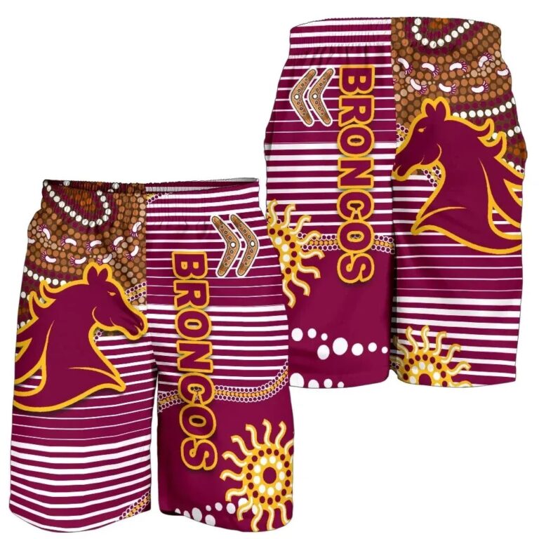 NRL Broncos Super Men Shorts Indigenous Brisbane K13