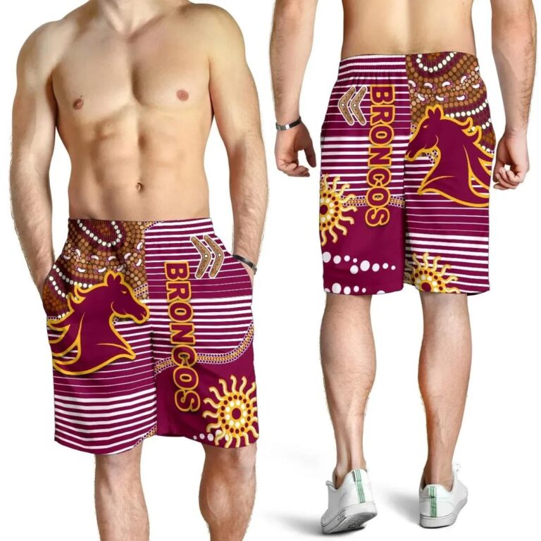 NRL Broncos Super Men Shorts Indigenous Brisbane K13