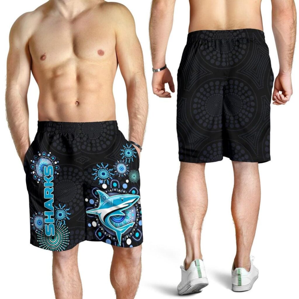 NRL Cronulla Men Shorts Sharks Indigenous K8