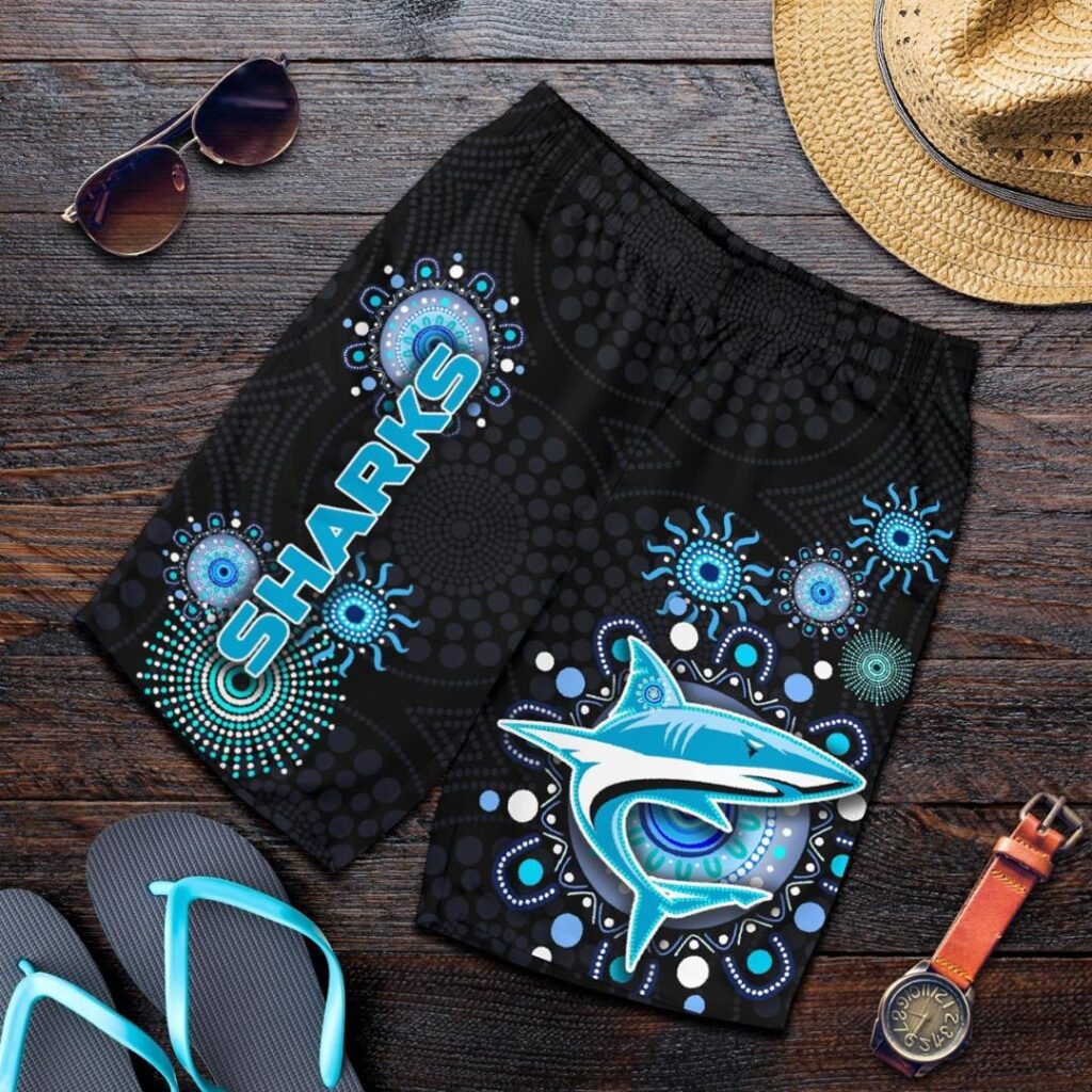 NRL Cronulla Men Shorts Sharks Indigenous K8