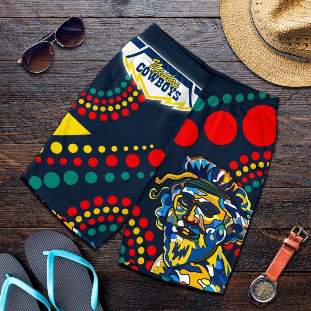NRL Cowboys Naidoc Week Fire All Over Print Men's Shorts North Aboriginal Star Style TH12